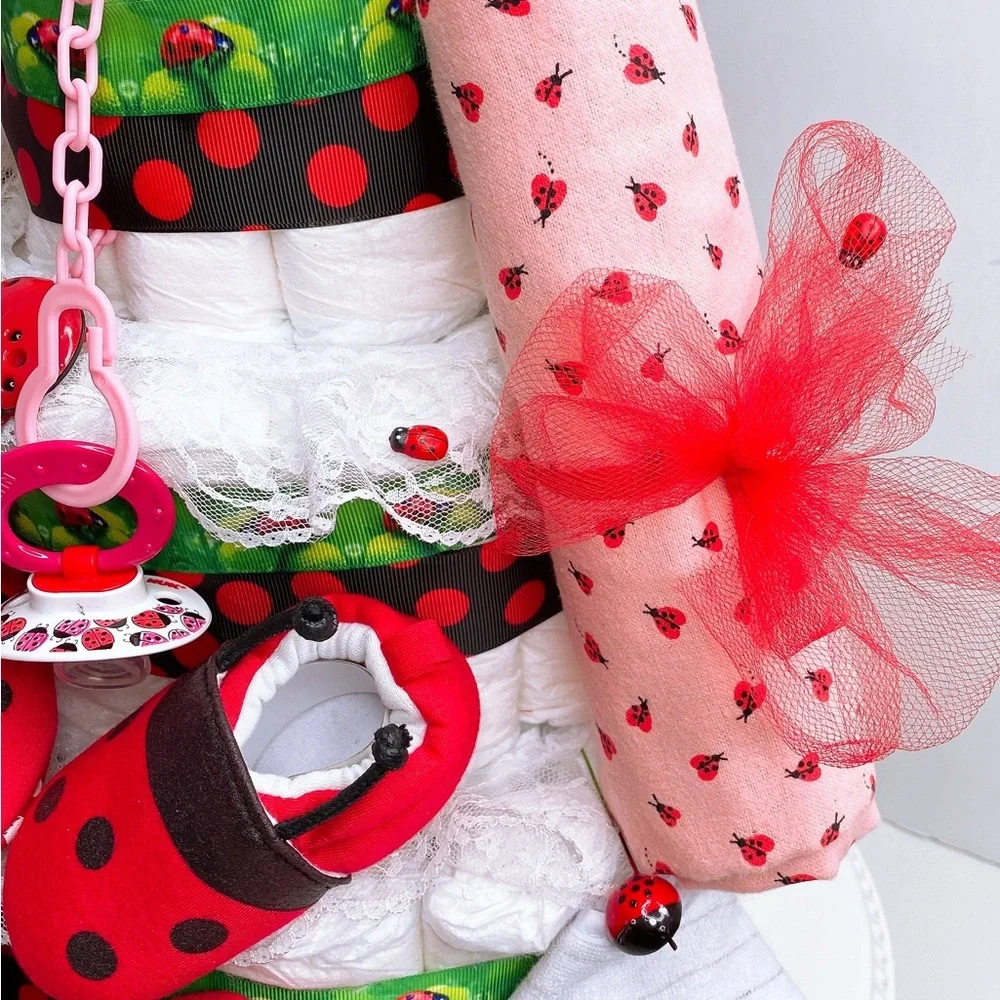 Ladybug Neutral Diaper Cake, Baby shower gift